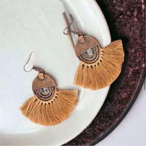Boho Chic Fan Shaped Tassel Earrings
